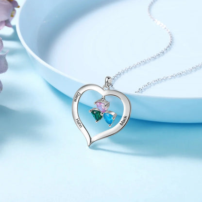 Customizable Heart Shaped Birthstone Pendant Necklace