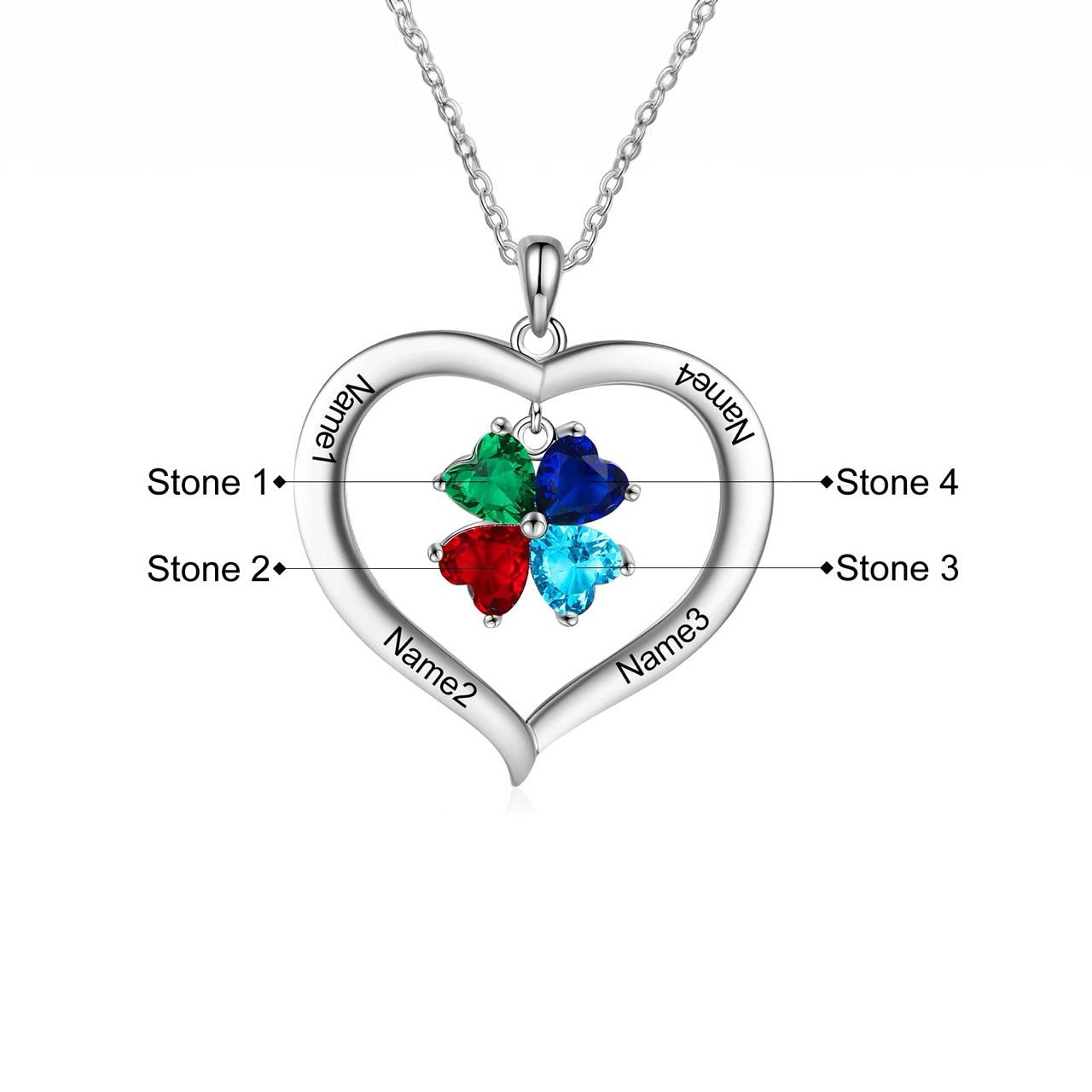Customizable Heart Shaped Birthstone Pendant Necklace