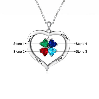Customizable Heart Shaped Birthstone Pendant Necklace