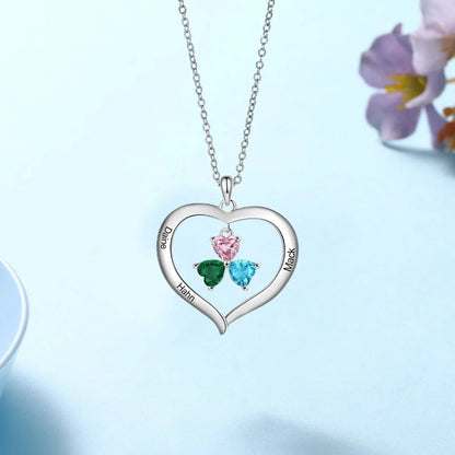 Customizable Heart Shaped Birthstone Pendant Necklace