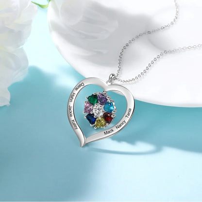 Customizable Heart Shaped Birthstone Pendant Necklace