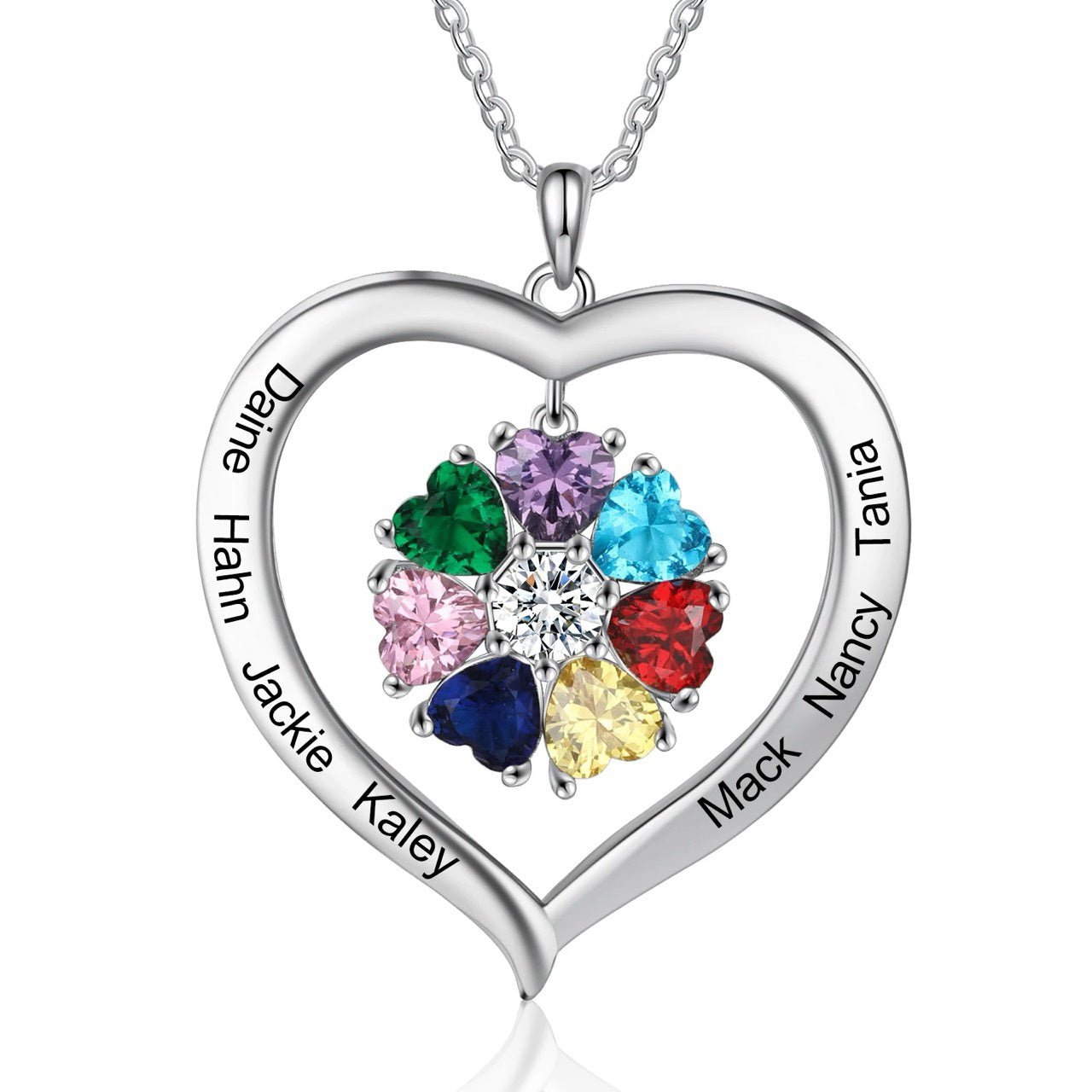 Customizable Heart Shaped Birthstone Pendant Necklace