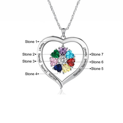 Customizable Heart Shaped Birthstone Pendant Necklace