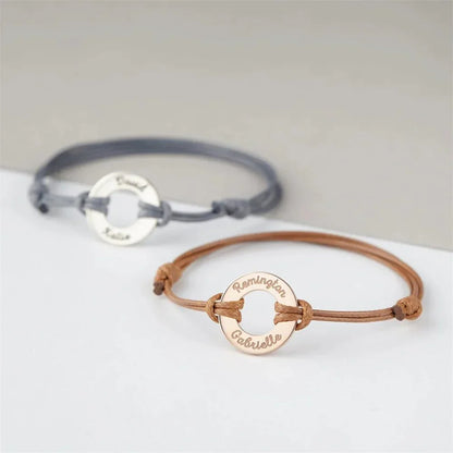 Customized Name Plate Leather Rope Bracelet