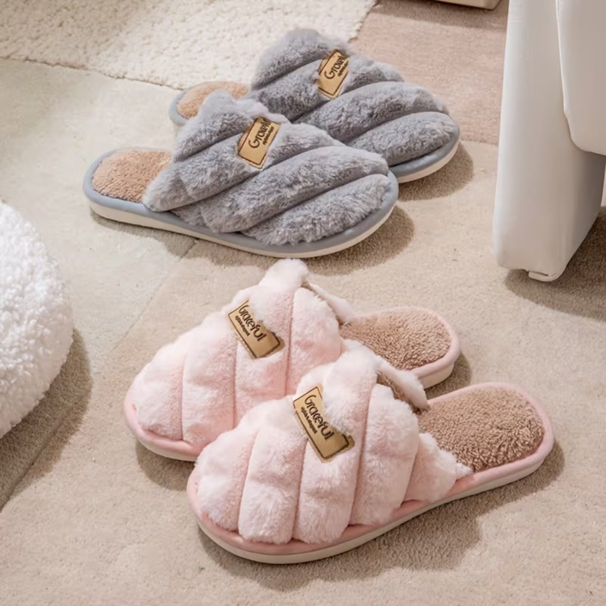 Pineapple Wood Color - Blocked Slippers for Women - Slippers - Wild Eye Vision