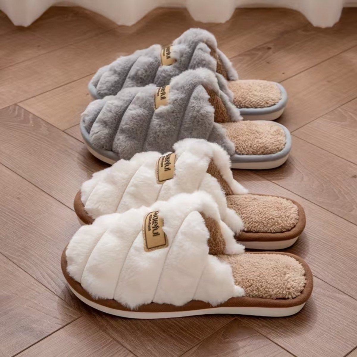 Pineapple Wood Color - Blocked Slippers for Women - Slippers - Wild Eye Vision