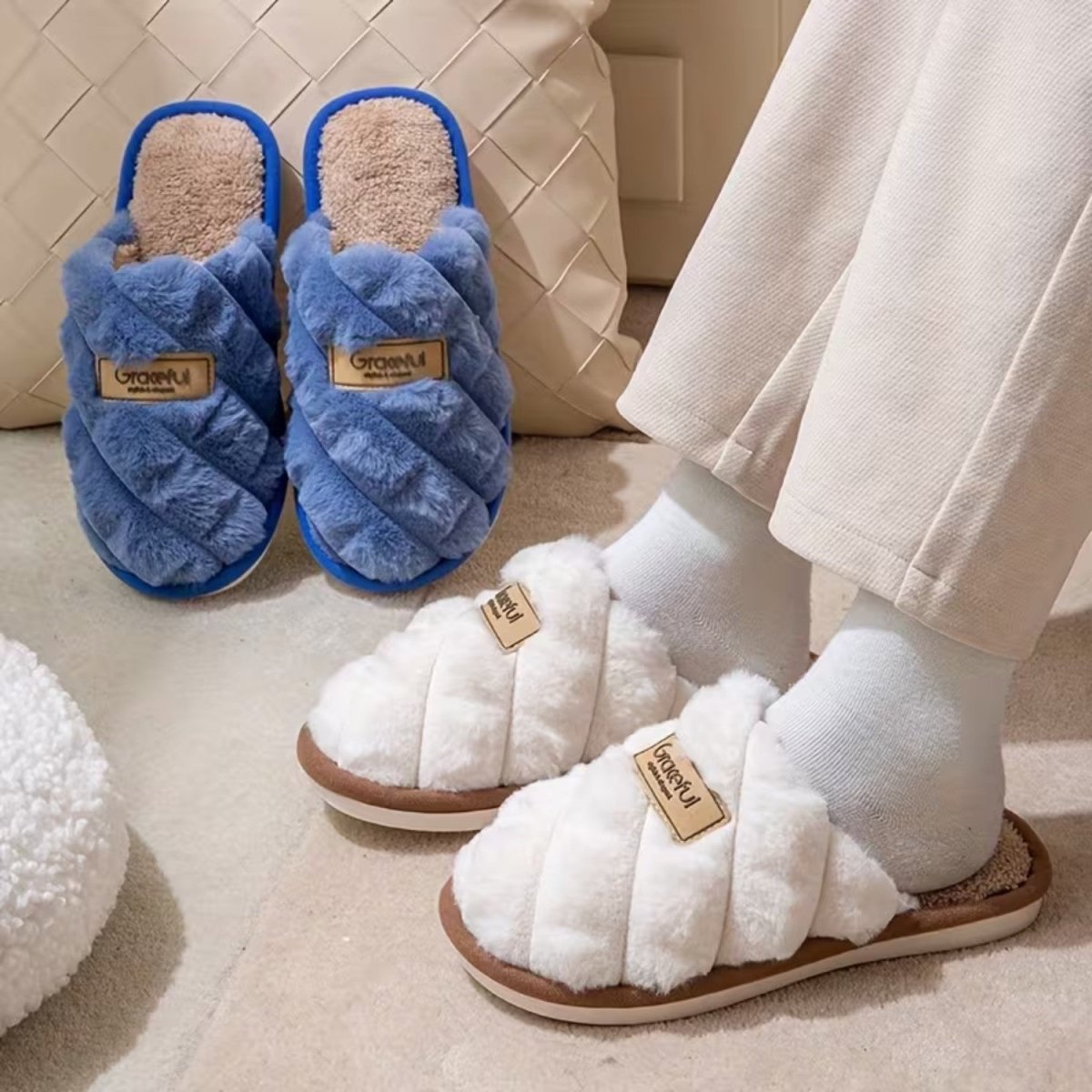 Pineapple Wood Color - Blocked Slippers for Women - Slippers - Wild Eye Vision