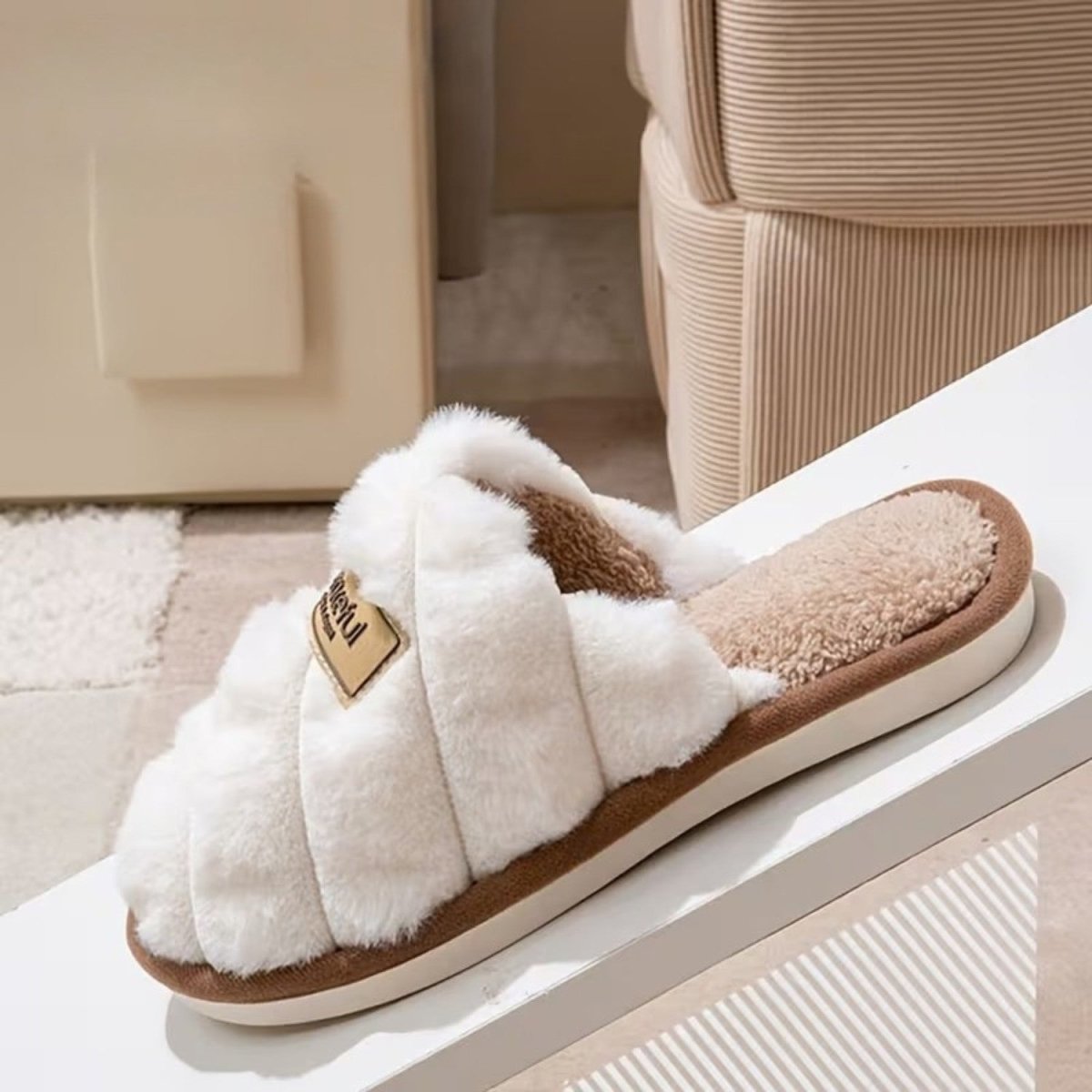 Pineapple Wood Color - Blocked Slippers for Women - Slippers - Wild Eye Vision