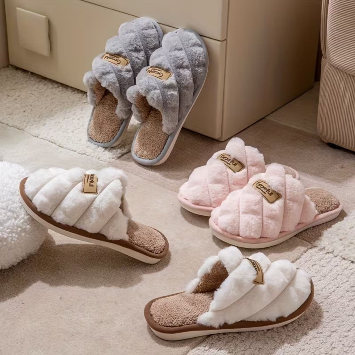 Pineapple Wood Color - Blocked Slippers for Women - Slippers - Wild Eye Vision