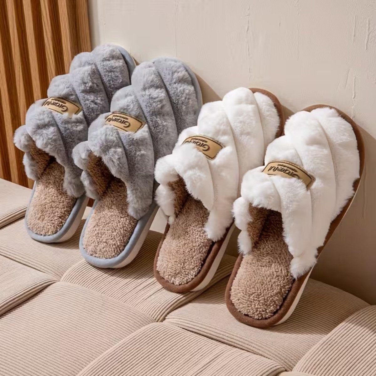 Pineapple Wood Color - Blocked Slippers for Women - Slippers - Wild Eye Vision