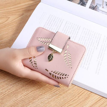 Luxury PU Leather Wallet with Leaf Accent