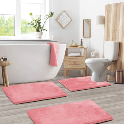 Plush 3-Piece Bathroom Mat Set - Soft and Non Slip