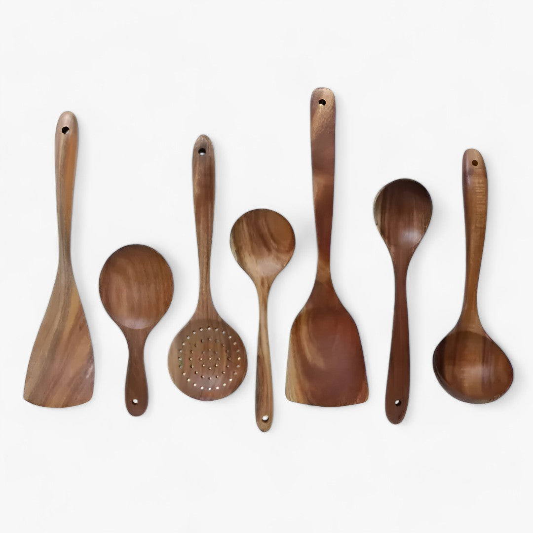 Premium Wood Kitchen Utensil Set