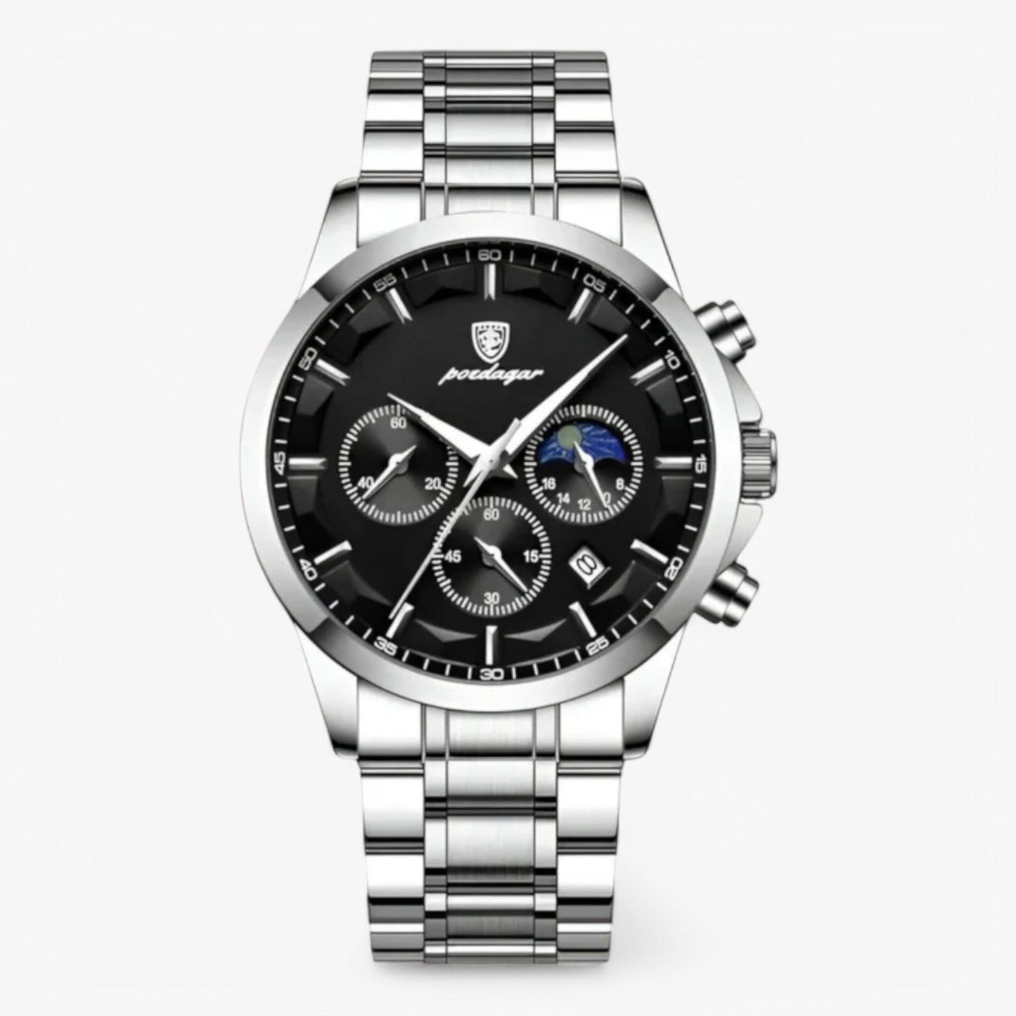 Stylish Men's Brown Leather Chrono Watch with Date