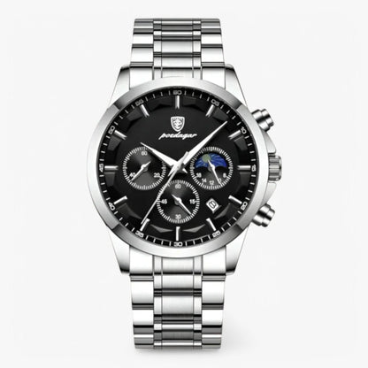 Stylish Men's Brown Leather Chrono Watch with Date