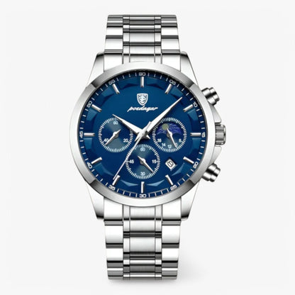 Stylish Men's Brown Leather Chrono Watch with Date