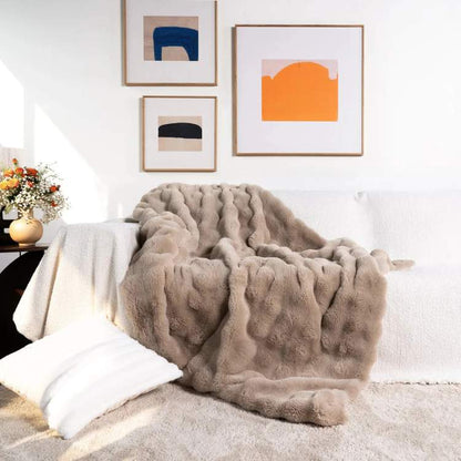 Soft Faux Fur Heavy Throw Blanket - Fesara