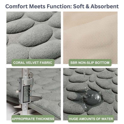 PlushPebble Cobblestone Bathroom Mat - Bathroom Mat - Wild Eye Vision