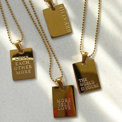 Inspirational Quote Engraved Pendant Necklaces