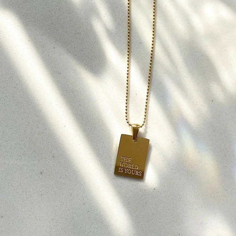 Inspirational Quote Engraved Pendant Necklaces