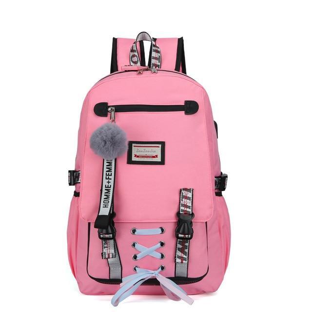 Safe Big Student Backpacks for Girls with USB Charger - Fesara