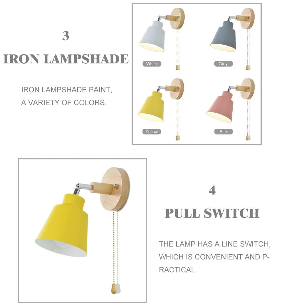 Rotating Modern Wall Light with Pull Chain Switch