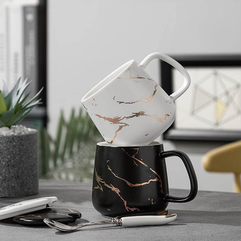 Luxury Marble Patterned Coffee Mug Gift Set