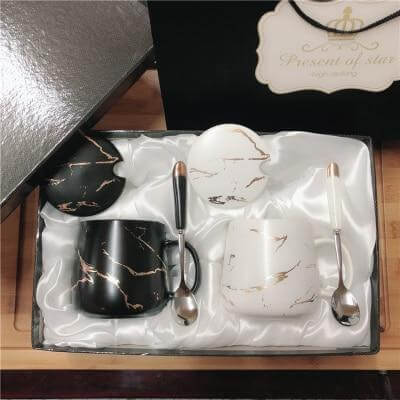 Luxury Marble Patterned Coffee Mug Gift Set - Fesara