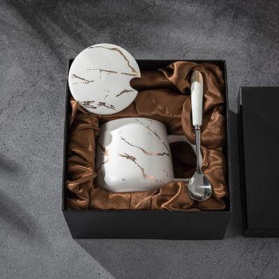 Luxury Marble Patterned Coffee Mug Gift Set