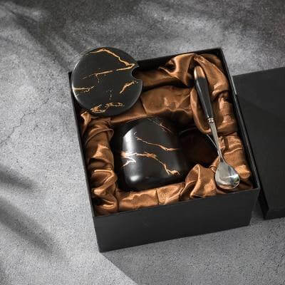 Luxury Marble Patterned Coffee Mug Gift Set