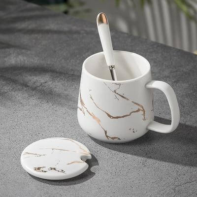 Luxury Marble Patterned Coffee Mug Gift Set