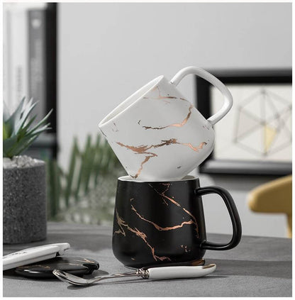 Luxury Marble Patterned Coffee Mug Gift Set