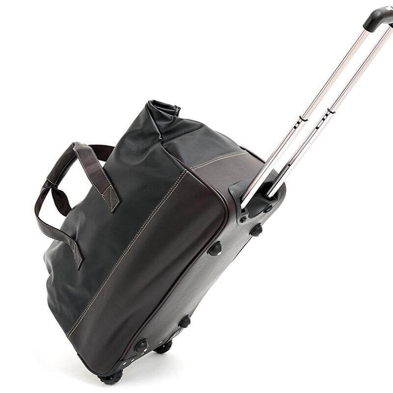Durable Leather Travel Case Waterproof Rolling Bag - Fesara