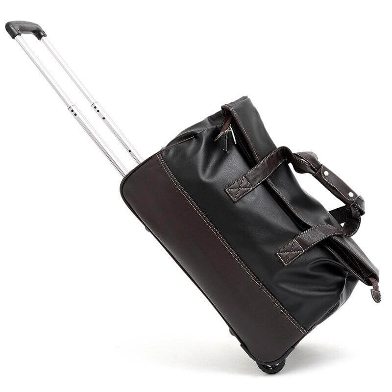 Durable Leather Travel Case Waterproof Rolling Bag