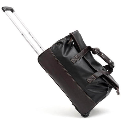 Durable Leather Travel Case Waterproof Rolling Bag