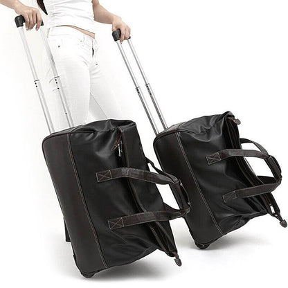 Durable Leather Travel Case Waterproof Rolling Bag