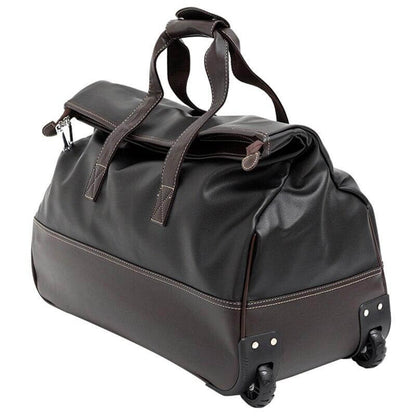 Durable Leather Travel Case Waterproof Rolling Bag