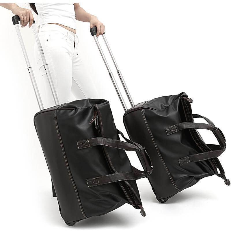 Durable Leather Travel Case Waterproof Rolling Bag