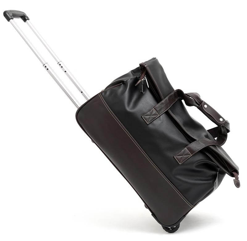 Durable Leather Travel Case Waterproof Rolling Bag