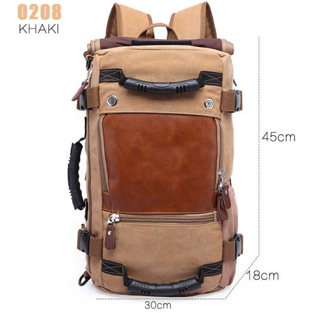 Practical Men's Canvas Travel Rucksack Bag - Fesara
