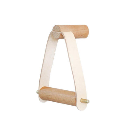 Luxury Wooden Toilet Paper Holder with Leather Accent