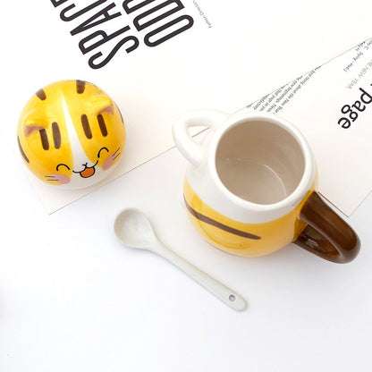Adorable Kitty Artisan Coffee Mug with Spoon