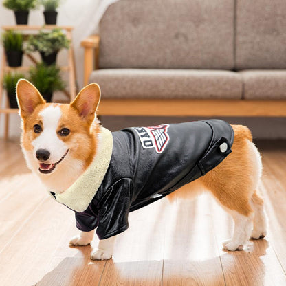Stylish Faux Leather Dog Coat