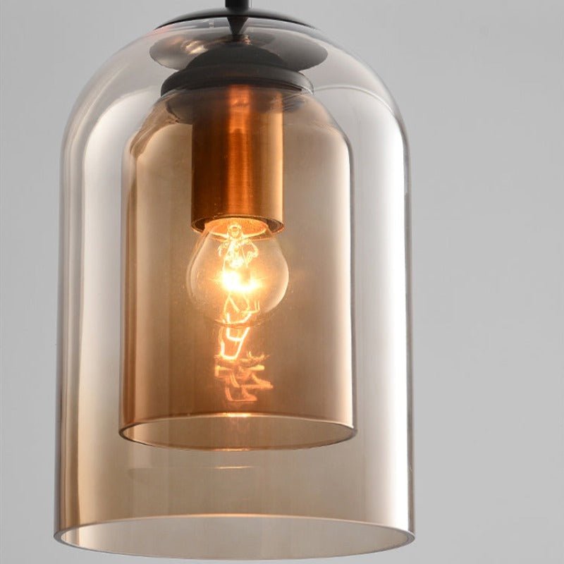 Vintage Glass Pendant Light with Metal Accents