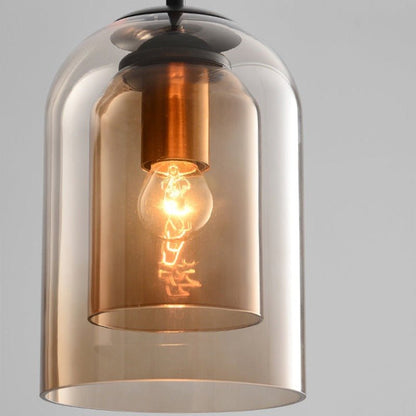 Vintage Glass Pendant Light with Metal Accents