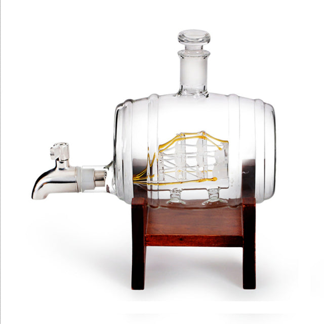 Unique Oak Wooden Whiskey Decanter - Fesara