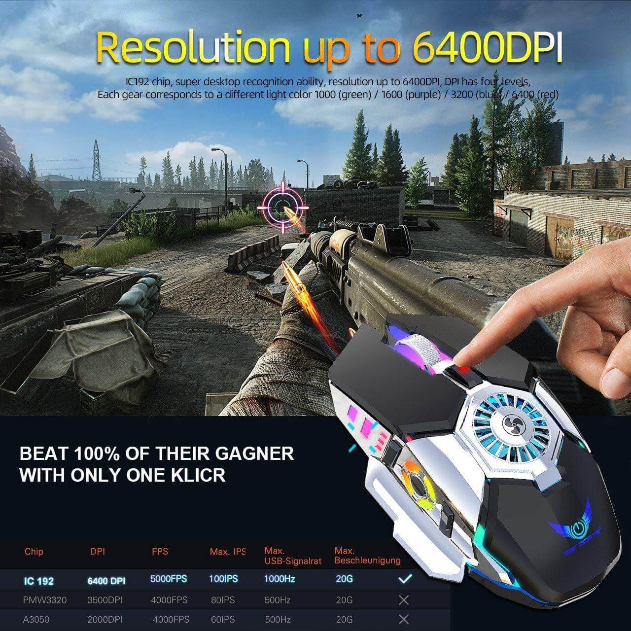 Portable USB Cooler Gaming Mouse