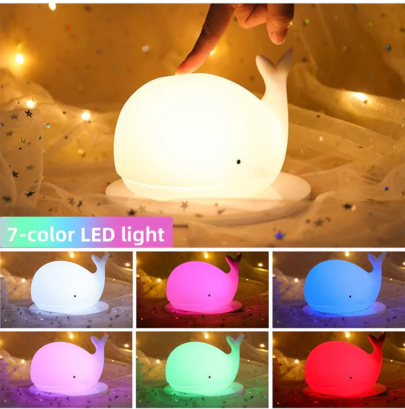 Colorful Whale LED Night Lamp