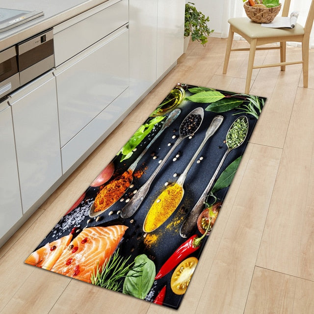 Soft Grip Kitchen Floor Mat with Food Design