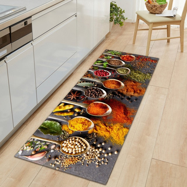 Soft Grip Kitchen Floor Mat with Food Design
